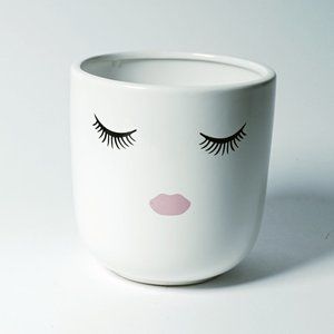 Black, White and Pink Sleeping Women's Planter